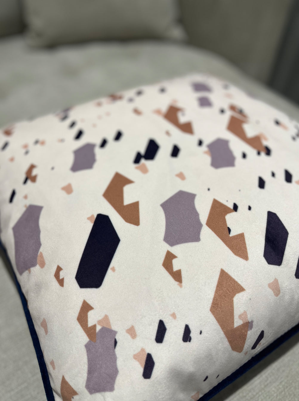 Cream & Blue Cushion Set