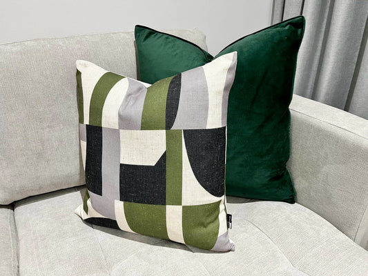 Forest Green & Taupe Cushion Set