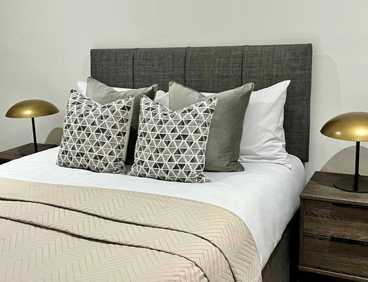 Grey & Ivory Cushion & Bedspread Pack
