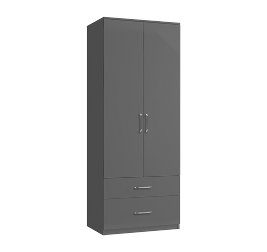 Kent Grey 2 Drawer Wardrobe